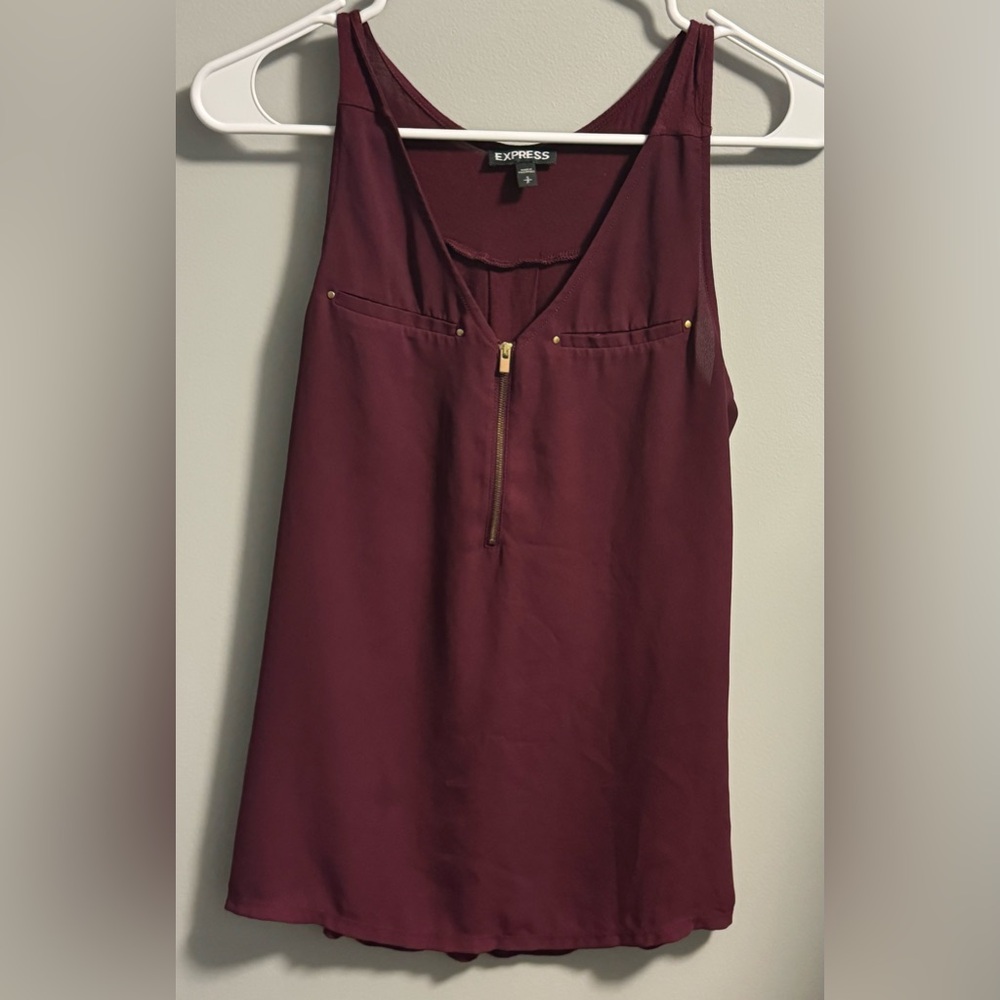 Express Maroon Tank Top w/ Gold Embellishments